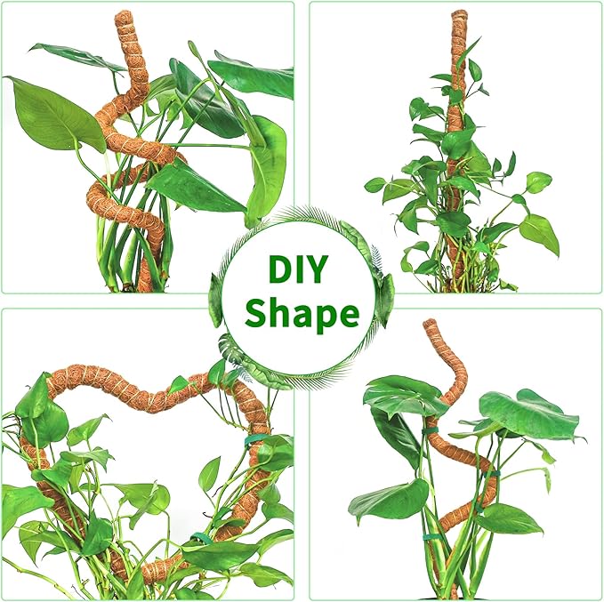 2 Pack 28 Inch Moss Pole Monstera Plant Support, Coir Moss Poles for Climbing Indoor Plants, Bendable Plant Stake Trellis for Potted Plant, Pothos, Philodendron