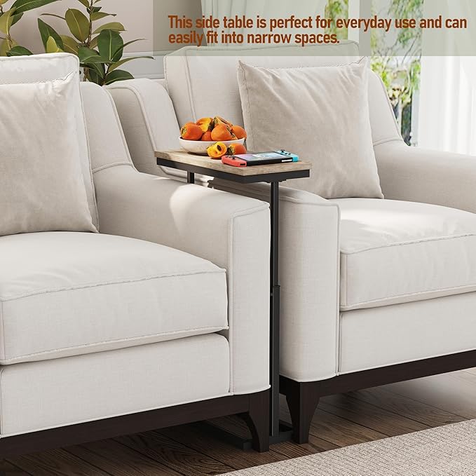 TUTOTAK End Table, Side Table, Tall Couch Table, Sofa Table, Living Room, Bed Room, Greige TB01BG083