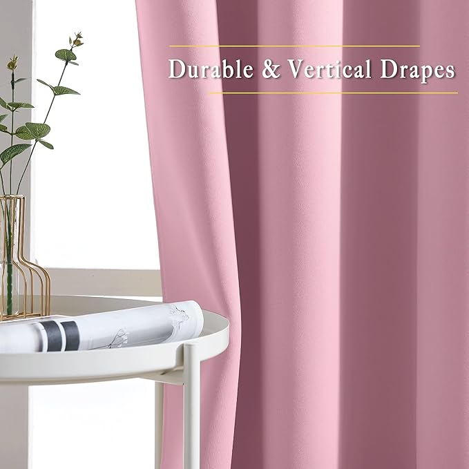 NICETOWN Blackout Curtains 72 inches Long, Grommet Privacy Window Treatment Thermal Insulated Room Darkening Sliding Glass Door Drape for Bedroom Living Room, 1 Panel, W100 x L72, Rouge Pink