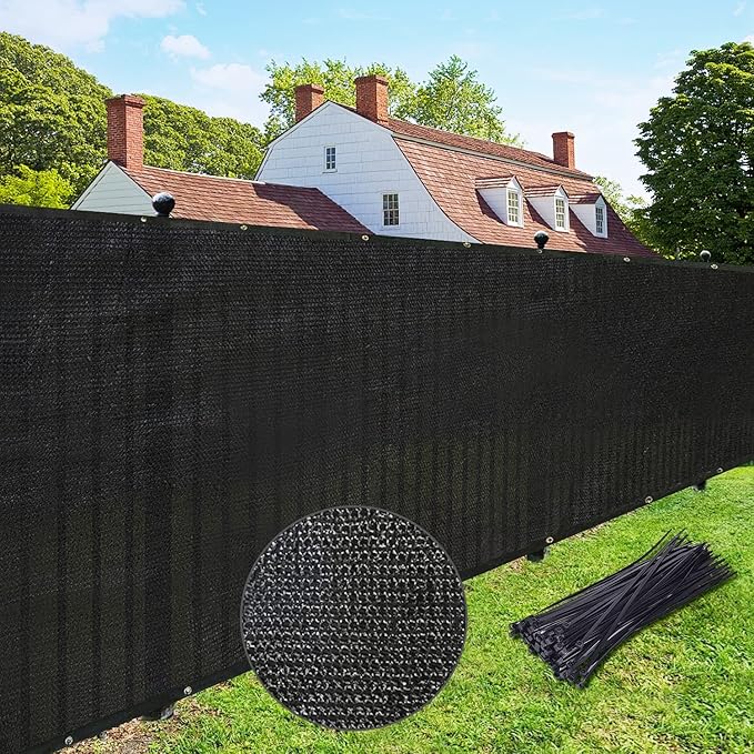 UPGRADE Privacy Fence Screen 3'x8' Black Outdoor 90% Visibility Blockage 170 GSM Mesh Shade Cover Panels for Backyard,Balcony,Home Decoration with Zip Ties,Customized Avaliable