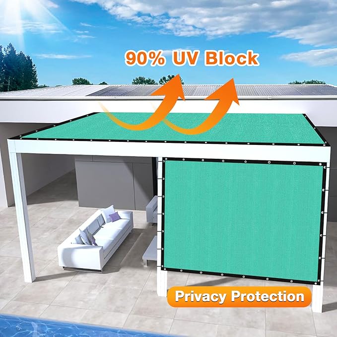 Artpuch Outdoor Pergola Shade Cover 4' X 18' Sun Shade Cloth with Grommets, 90% UV Protection Canopy Patio Privacy Screen (Customized Available) GN107, Turquoise