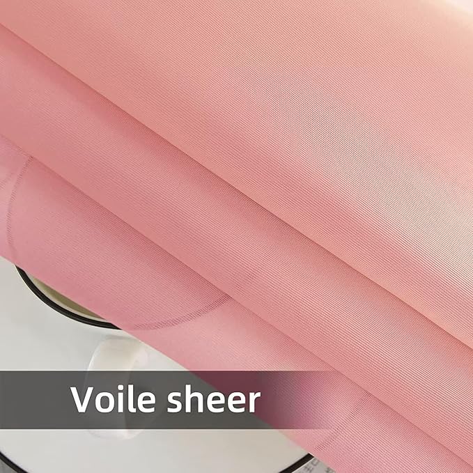 SpaceDresser Waterproof Outdoor Sheer Curtains for Patio - 2 Panels Rod Pocket Indoor Voile Sheer Curtain for Living Room,52W x 96L inch, Blush