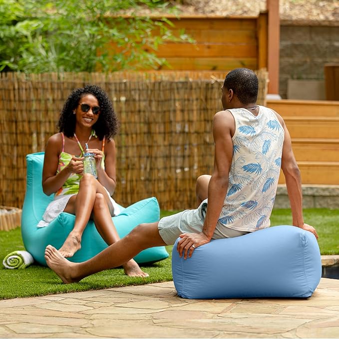 Jaxx Leon Outdoor Bean Bag Ottoman, Ocean Blue