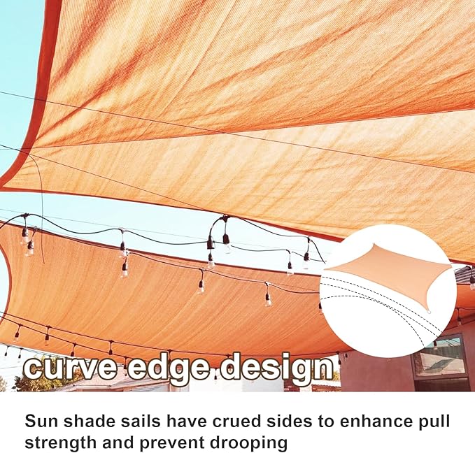SUNLAX Sun Shade Sail 17' x 20' Peach Fuzz Rectangle Canopy Sail Shade Cover UV Block Permeable Sunshade Outdoor for Patio Backyard Deck Pergola (We Make Custom Size)