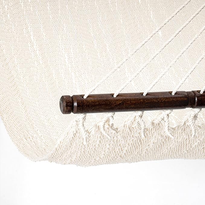 Lazy Daze Hammocks 10.5 FT Double 2 Person Caribbean Rope Hammock, Hand Woven Polyester Hammock with Spreader Bars, for Outside Outdoor Backyard Patio Poolside, 450 LBS Capacity, Cream