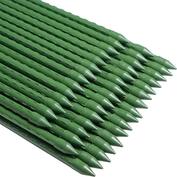 WAENLIR Garden Stakes 57 inch 4.8ft Sturdy Tomato Stakes, Plant Stakes for Outdoor Plants, Metal Plant Support Sticks for Gardening, Pack of 50