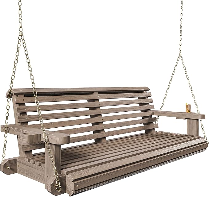 Porchgate Amish Heavy Duty 800 Lb Roll Comfort Treated Porch Swing W/Chains (5 Foot, Warm Walnut Stain)