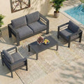 Wisteria Lane Aluminum Patio Furniture Set for All Weather, Oversized Metal Outdoor Furniture Set with 27.5" Deep Seat and 10" Back Cushion, Patio Conversation Sets with Wide armrest, Dark Grey