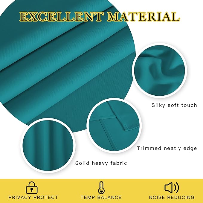 NICETOWN Sliding Door Curtain 108 Inches Long - Blackout Thermal Insulated Grommet Room Divider Privacy Drape for Patio Glass Door, 1 Panel, Peacock Teal, 100 Inch Extra Wide