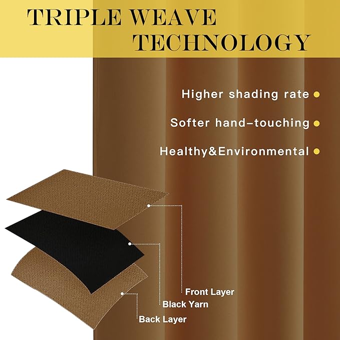 NICETOWN Sliding Door Window Treatment Blackout Patio Door Curtain Panels, Privacy Thermal Drapes for Bedroom Living Room Department with Grommet Top (Gold Brown, W66 x L110)