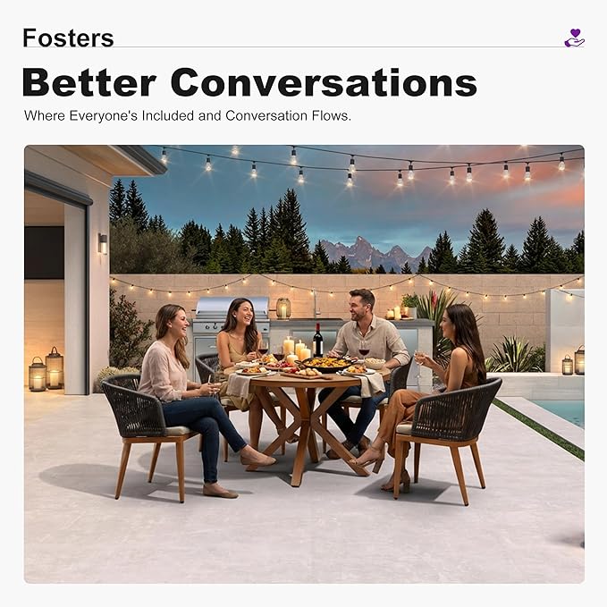 PURPLE LEAF 7 Pieces Round Outdoor Dining Set Outdoor Dining Table and Chairs Aluminum Wicker Rattan Patio Furniture Set for Lawn Garden Backyard Brown