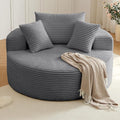 Oversized Round Chair Lounge Chaise Indoor, Upholstered Corduroy Deep Seat Cloud Large Circle Sofa Chair, No Assembly Required, Fluffy Modern Sleeper Sofa Bed for Reading, Living Room, Bedroom, Gray