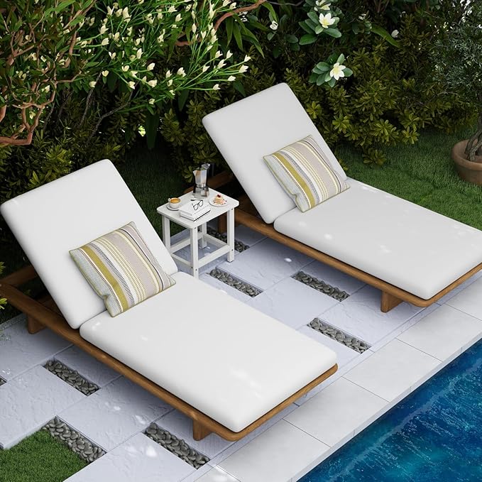 Weatherproof Outdoor Side Table, HDPE Small Outdoor Table for Adirondack, 16.6-Inch Patio Square End Tables for Garden, Backyard, Porch, Deck, Balcony, Poolside (White)