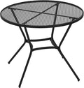 Outsunny 35" Round Outdoor Patio Bistro Dining Table, French Cafe Style, Conversation Space, Fast Drying Metal Mesh Tabletop for Garden, Backyard, Poolside, Black
