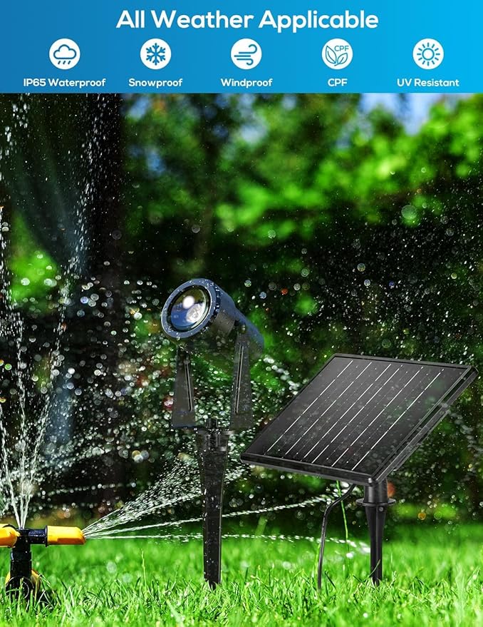 Zyan Solar Color Changing RGB Spotlights with Remote, Separate Monocrystalline Panels & USB-C Powered 18000mAh Auto On Off, Outdoor IP65 Waterproof, for Patio Yard Garden Pathway (12 Pack)
