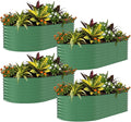 Garvee 4 Pack Galvanized Raised Garden Bed, 8x2x1.5 ft Metal Planter Box for Flowers Vegetables, Rust-Resistant Raised Garden Beds for Gardening, Easy Assembly Outdoor Garden Box & Planters, Green