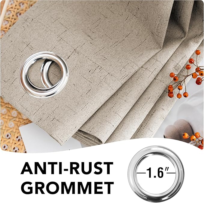 H.VERSAILTEX Blackout Curtains Durable Thick Textured Look 100% Blackout Patio Door Curtain Anti Rust Grommet Extra Wide Sliding Door Curtain Panel, Cobblestone, W100 x L84 inch