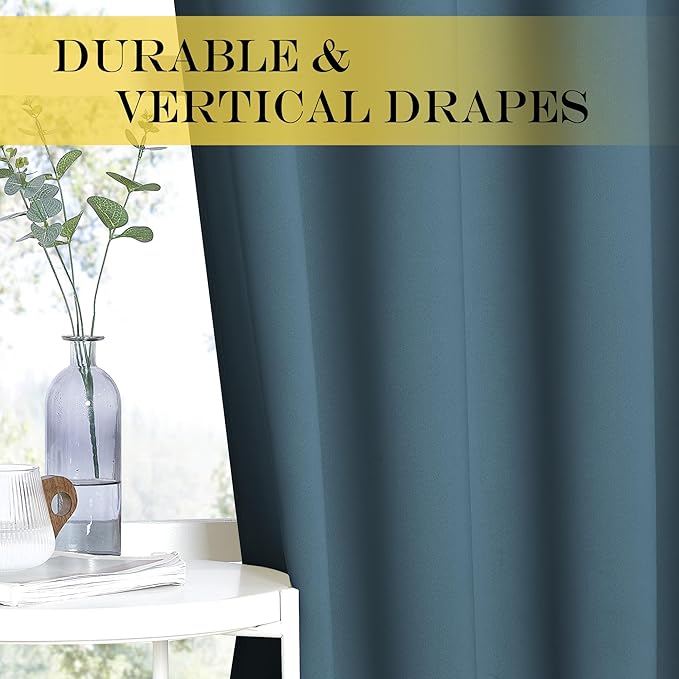 NICETOWN Blackout Short Curtain 63 inches Long for Windows, Thermal Insulated Curtain Grommet Room Darkening Window Treatment for Bedroom/Living Room, 1 Panel, W46 x L63, Smoky Blue
