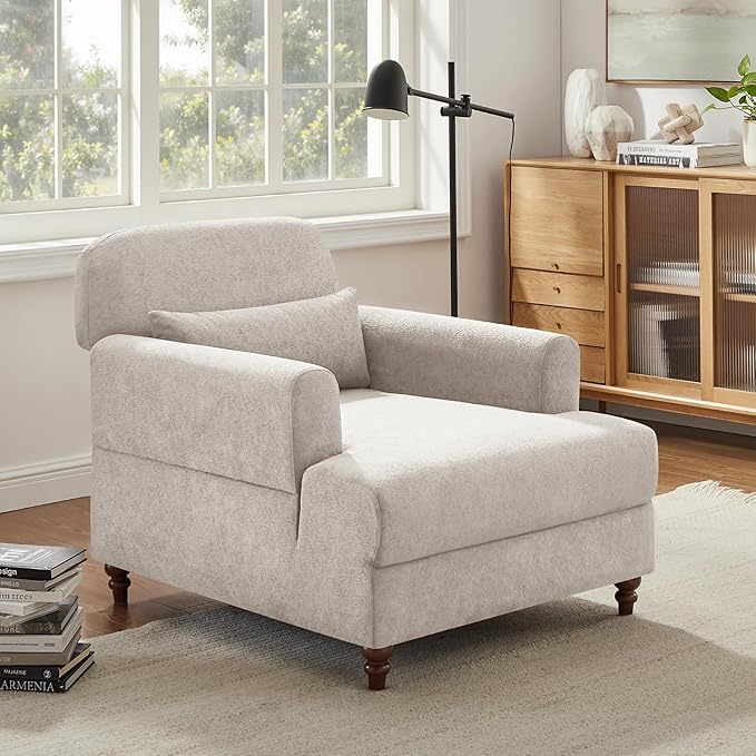 Oversized Chaise Lounge Chair Set of 2, Cloud Fluffy Chaise Sofa Recliner with Adjustable Backrest, Comfy Upholstered Sleeper Couch Bed, Modern Deep Seat Reading Armchair for Living Room, Bedroom