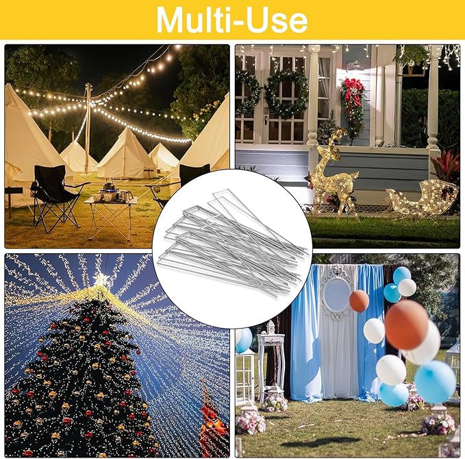 HongWay 28 Pack 6 Inch Landscape Staples, Garden Staples U Shape Tent Stakes Heavy Duty Galvanized 11 Gauge SOD Pins Yard Stakes for Ground Decorations, Landscaping Fabric, Turf, Lawn