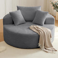 Oversized Round Chair Lounge Chaise Indoor, Upholstered Corduroy Deep Seat Cloud Large Circle Sofa Chair, No Assembly Required, Fluffy Modern Sleeper Sofa Bed for Reading, Living Room, Dark Gray