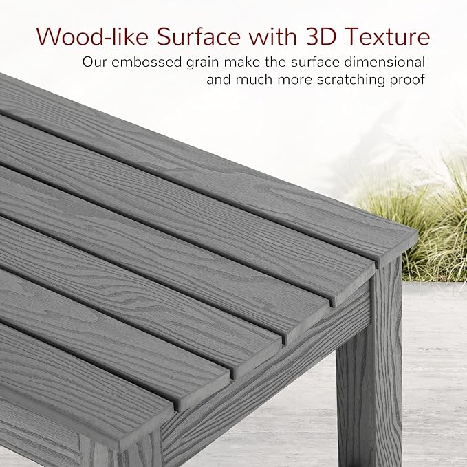 Stoog Outdoor Benches Set of 2, 2-Person Backless Patio Bench, All-Weather HIPS Garden Bench with 800 lbs Weight Capacity, Grey