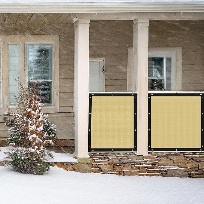 UPGRADE Privacy Screen Fence 8' x 25' Commercial Shade Cover with Brass Grommets Heavy Duty Perfect for Outdoor Back Yard-Sand, Customizable