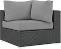 Modway Sojourn Wicker Rattan Outdoor Patio Sunbrella Fabric Corner in Canvas Gray