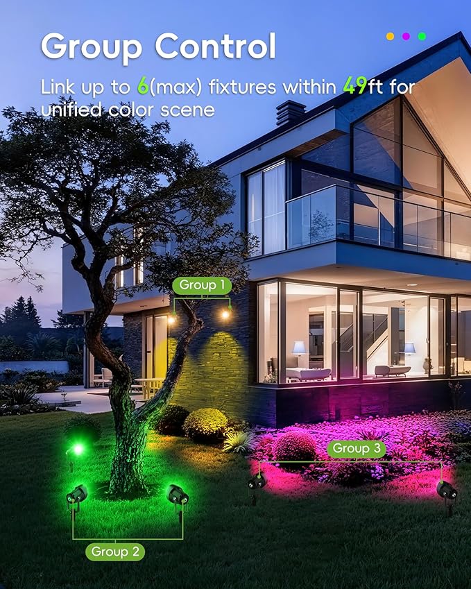 CORESLUX Christmas Smart Spot Lights Outdoor, Color Changing Warm White Landscape Lights with APP and Remote Control, Spotlight Waterproof for Garden Yard Patio Landscape, 6 Pack