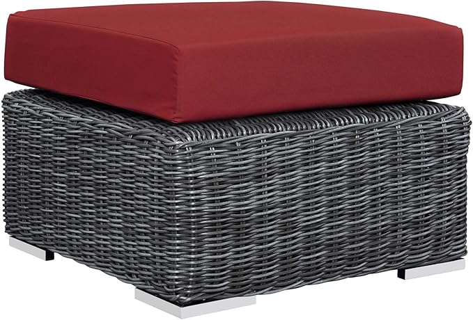 Modway EEI-1869-GRY-RED Ottoman, Canvas Red