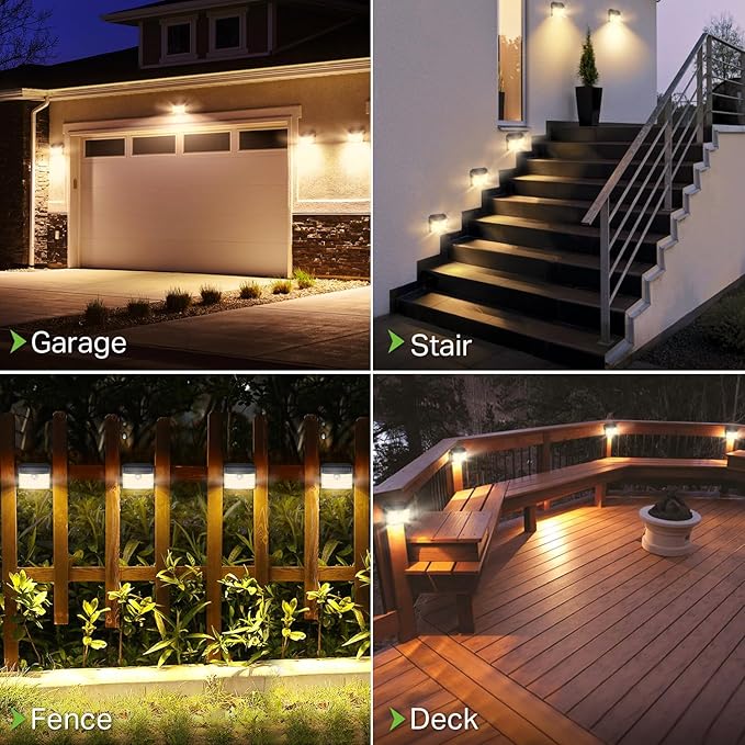 [20 Packs] Solar Motion Lights Outdoor, Ultra Bright Solar Fence Lights with Motion Sensor, IP65 Waterproof Security Light 3 Modes, 270° Lighting Angle, Wall Lights for Deck Patio Fence Garage Door