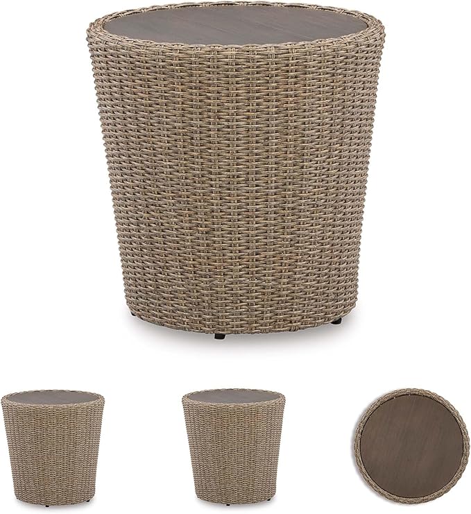 Signature Design by Ashley Danson Bohemian Outdoor End Table, Light Brown