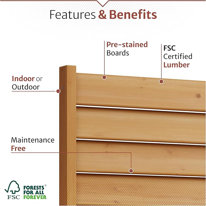6.1ft H x 3.1ft W (1 Panel) Freestanding or Surface Mounted Enclo Sierra Privacy Screen, Wood Fence Screen, Outdoor or Indoor Decorative Privacy Panel, Great for Balcony, Patio, Deck, AZ18031