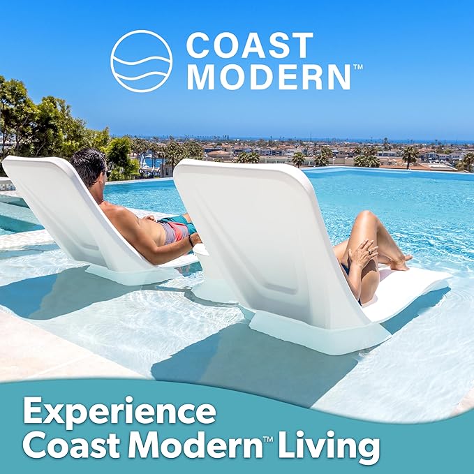 GoSports Coast Modern in Pool Lounge Chair - Waterproof & Weighted Chaise Lounger - Outdoor Pool Furniture for Patio or in Baja Shelf