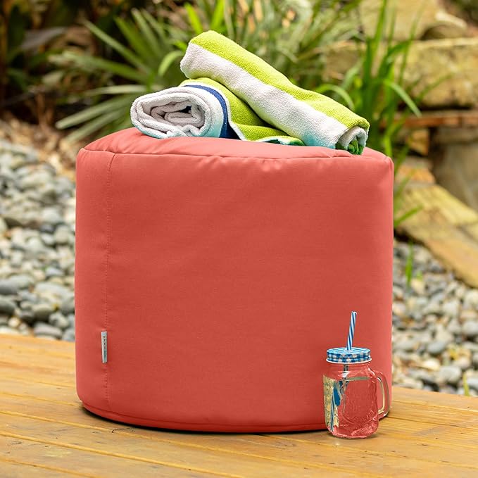 Jaxx Spring Indoor/Outdoor Bean Bag Pouf Ottoman, Flamingo