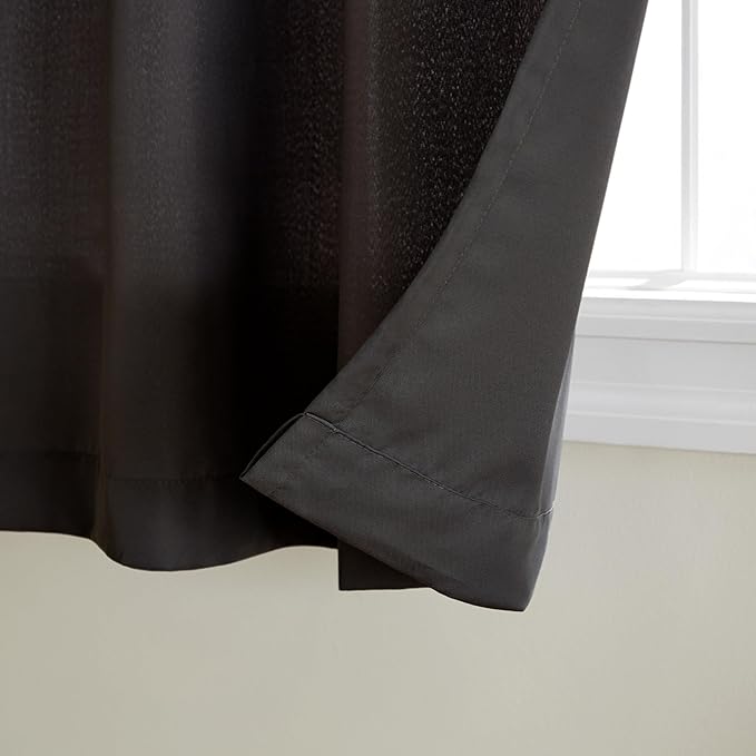 Town & Country Basics Cabana Solid Heavyweight Indoor Outdoor Curtains, Light Filtering Opacity with Grommet Top, Water Repellent, 2-Pack Set, 54"x84", Black