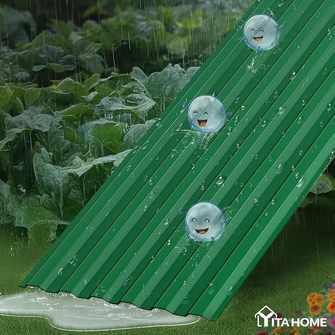 YITAHOME 8x4x2ft 2pcs Large Raised Garden Bed, Galvanized Metal Planter Box with Gloves, Ground Nails, Support Rod & Safety Rubber, Outdoor Above Ground Planters for Plants Vegetables Flowers, Green