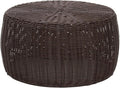 Household Essentials Handwoven Resin Storage Stool Ottoman, 16" Dia. x 9" H, Brown