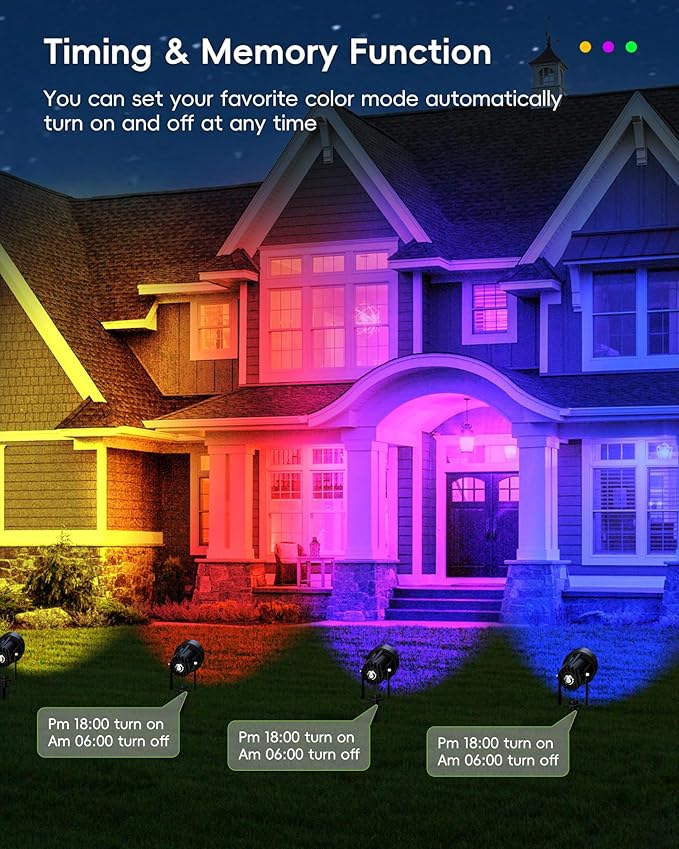CORESLUX Smart RGBW Spot Lights Outdoor, Color Changing Warm White Landscape Lights with APP and Remote Control, Spotlight Waterproof for Garden Yard Patio Landscape, 1 Pack