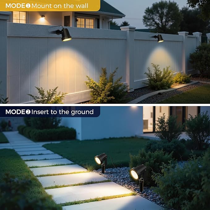 L LOHAS LED 12W Dusk to Dawn Outdoor Lighting, Auto On/Off 3000K Landscape Outdoor Spotlight, IP66 Waterproof Plug in Spot Lights for Yard, Garden, House, Pathway, Plant(4 Pack)