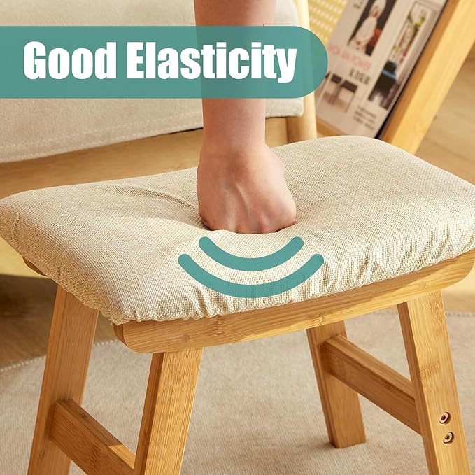 Foot Stool, Foot Stool Small, Ottoman Foot Rest, Wood Stool for Living Room, Bedroom, and Kitchen