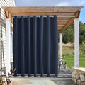 NICETOWN Waterproof Patio Outdoor Curtain and Drape, Thermal Insulated Top and Bottom Grommet Keep Sun & Rain Out Blackout Indoor Outdoor Divider for Gazebo, Navy Blue, 1 Panel, W100 by L95