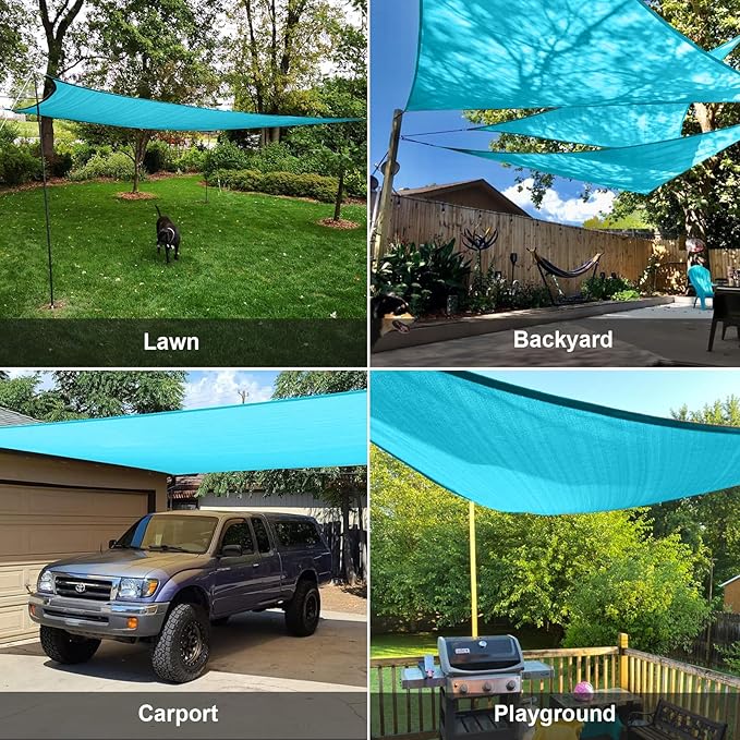 SUNLAX Sun Shade Sail 8' x 8' x 8' Turquoise Blue Triangle Canopy Sail Shade Cover UV Block Permeable Sunshade Outdoor for Patio Backyard (We Make Custom Size)
