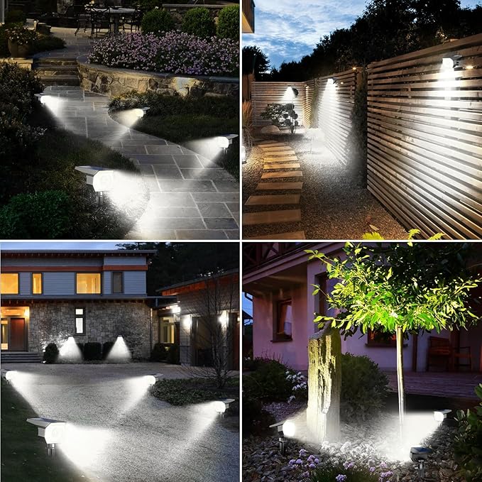 Peasur 12 Pack Solar Lights Outdoor, Solar Spotlights Outdoor Waterproof 3 Modes, 2-in-1 Auto On/Off Solar Spot Landscape Lighting Outside for Tree Plants Yard Garden Pathway