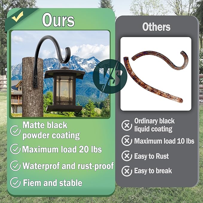 Qiang Ni Hanging Plant Bracket Hooks: 6 Inch Wall Plant Hook Planters and Decor - 2 Piece Rust-Resistant and Secure Brackets Maximize Your Outdoor Living Space