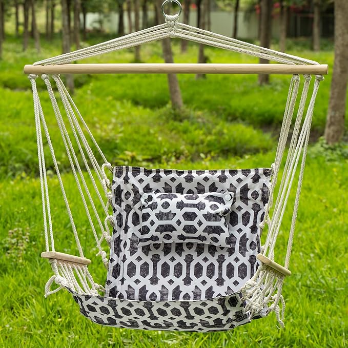 Backyard Expressions Reversible Hanging Rope Swing - Max 275 Lbs - Wooden Spreader Bar - for Any Indoor or Outdoor Spaces