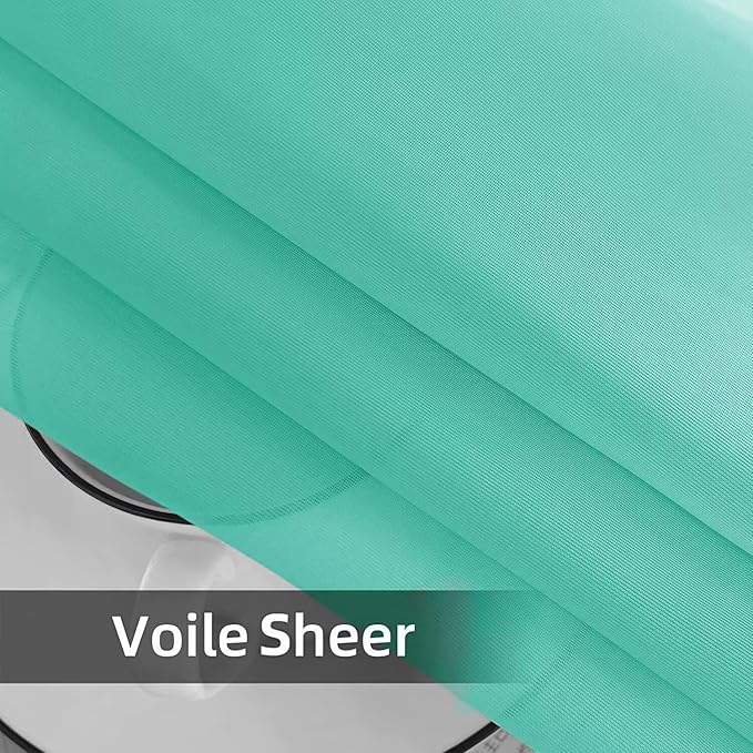 SpaceDresser Waterproof Outdoor Sheer Curtains for Patio - 4 Panels Rod Pocket Indoor Voile Sheer Curtain for Living Room,52W x 96L inch, Turquoise