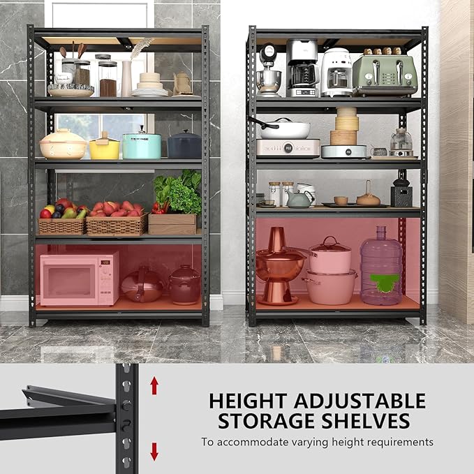 72" H Storage Shelves,Storage Shelves Heavy Duty,2400LBS Metal Shelving Units,Adjustable Garage Shelving Heavy Duty for Garage Storage,Warehouse,16"x35.5"x72