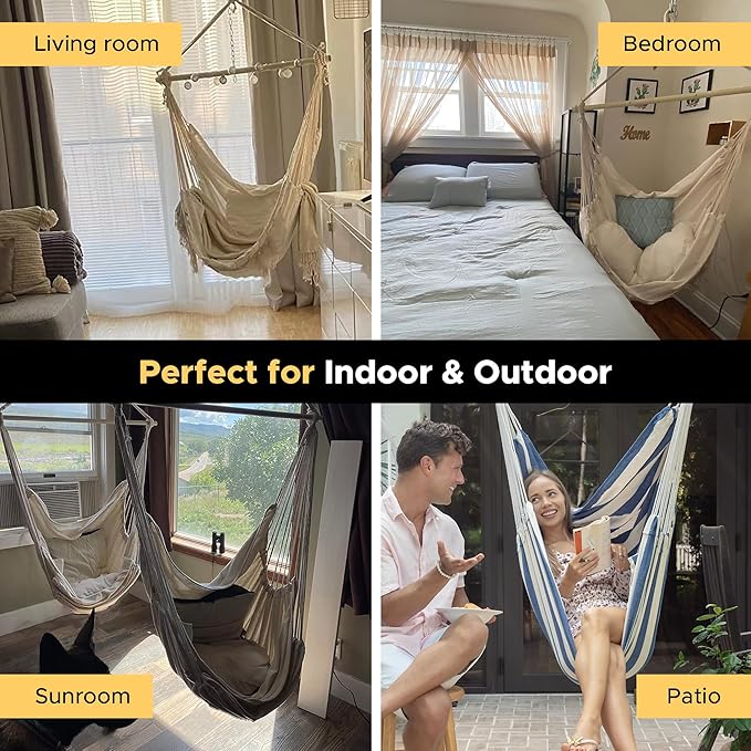 ADVOKAIR Hammock Chair Large 70.9"x47.2", 32% Bigger XXL Hanging Swing Chair with 500lbs Capacity, Heavy Duty Steel Spreader Bar, Extra Roomy Comfort for Adult Indoor Outdoor Bedroom Patio