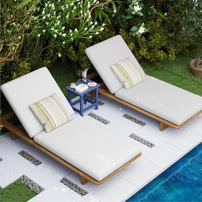 Weatherproof Outdoor Side Table, HDPE Small Outdoor Table for Adirondack, 16.6-Inch Patio Square End Tables for Garden, Backyard, Porch, Deck, Balcony, Poolside (Navy Blue)